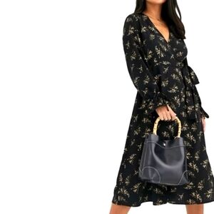 Y. A. S. Yasauho wrap dress black floral small petite